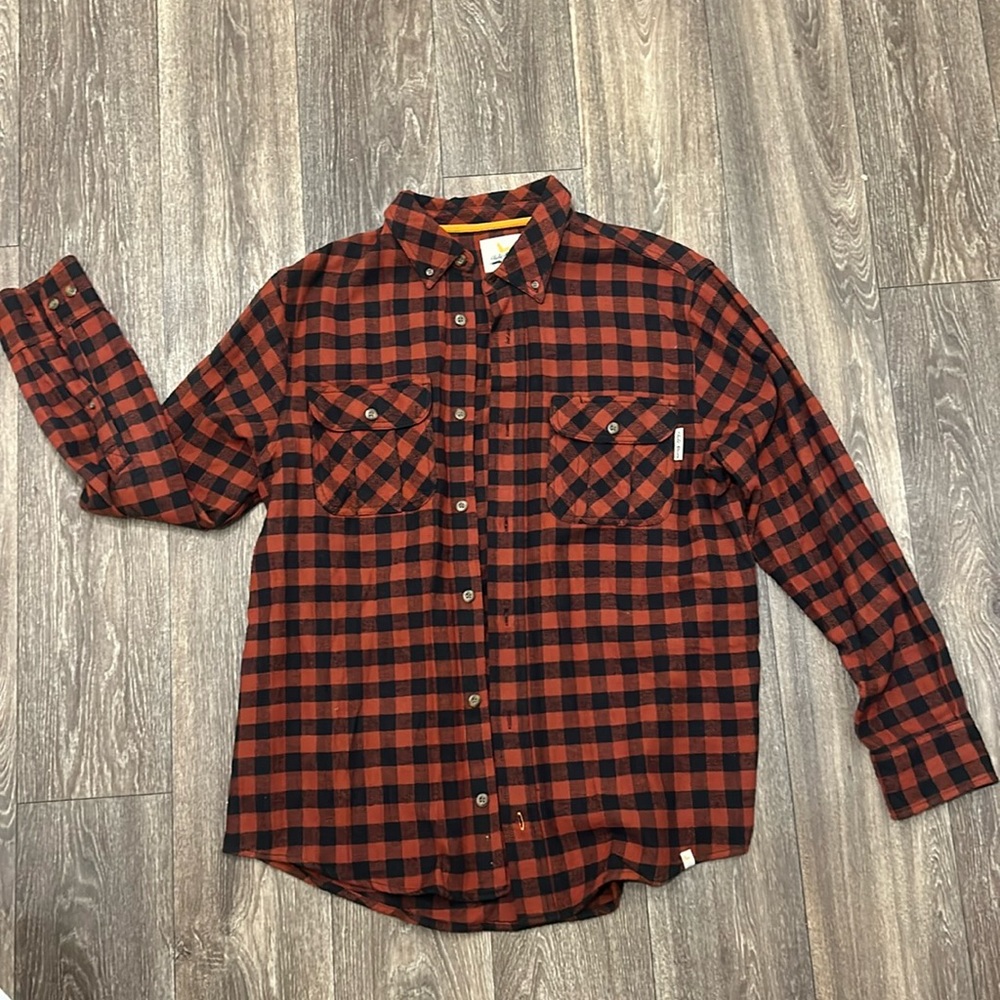 Men’s Large Red Black Checkered Flannel Shirt